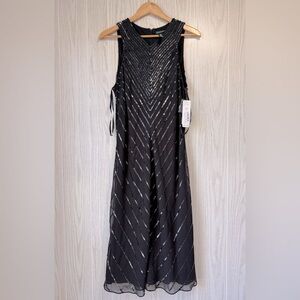 Lauren Ralph Lauren Black Sequin Sleeveless Cocktail Dress NWT Size 16 MSRP $275
